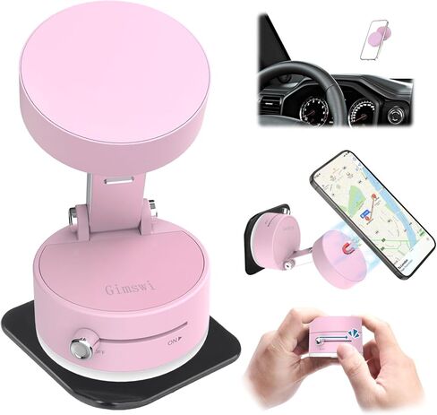 Vacuum Magnetic Phone Holder with Metal Ring Compatible with iPhone Samsung All Phone, Portable Universal Collapsible Magnetic Phone Stand for Gym Car Mount with Windshield Suction Cup in Saudi Arabia