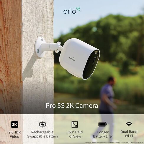 Arlo Pro 5S Spotlight Security Camera 2K HDR 5 Camera Bundle | Outdoor | Wireless with Spotlight | Dual-Band Wi-Fi | 12X Zoom, 2-Way Audio, Color Night Vision, Live Stream | Black in Saudi Arabia