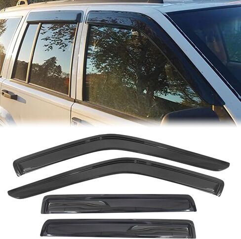 FREEMOTOR802® Tape-on Side Window Visors Wind Deflectors Rain Guards Vent Visors, Compatible with 1993-1998 Jeep Grand Cherokee, Slim Style Smoke Tinted Acrylic 4 Pieces in Saudi Arabia