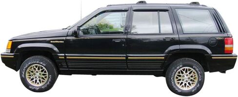 FREEMOTOR802® Tape-on Side Window Visors Wind Deflectors Rain Guards Vent Visors, Compatible with 1993-1998 Jeep Grand Cherokee, Slim Style Smoke Tinted Acrylic 4 Pieces in Saudi Arabia