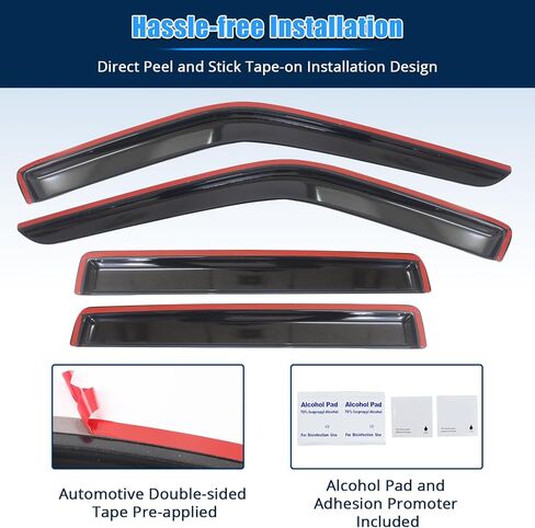 FREEMOTOR802® Tape-on Side Window Visors Wind Deflectors Rain Guards Vent Visors, Compatible with 1993-1998 Jeep Grand Cherokee, Slim Style Smoke Tinted Acrylic 4 Pieces in Saudi Arabia