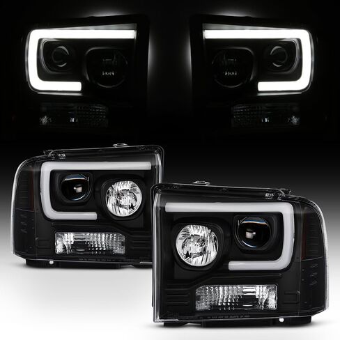 AKKON - For 2005-2007 Ford Pickup F250 F350 F450 Superduty Black LED Tube Projector Headlights Left+Right Pair in Saudi Arabia