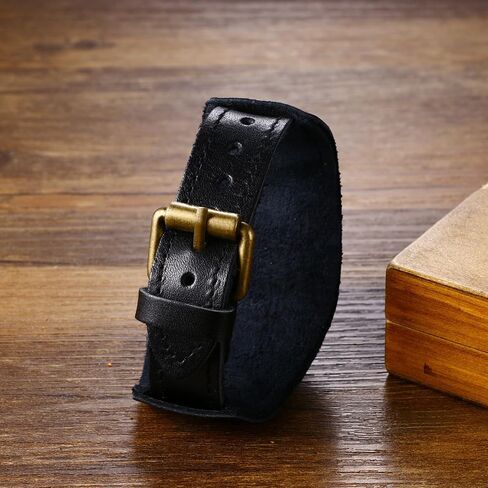 Avaner Vintage Punk Leather Watches: Retro Bronze Skull Wide Band Quartz Cuff Watches for Men in Saudi Arabia