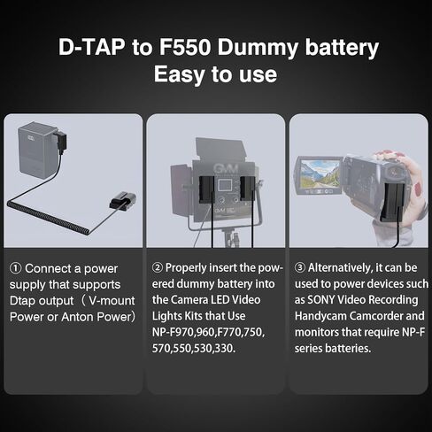 لوحة بطارية F1TP NP F ، لوحة محول بطارية NP-F لكاميرات DSLR بدون مرآة ، مع مؤشرات طاقة LED ، ثقب المسمار 1/4 بوصة متوافق مع NP F550 ، NP F970 ، NP F770 بطارية (NP F V2.0) in Kuwait
