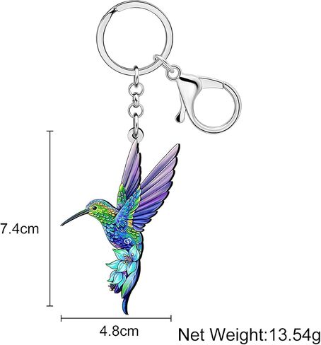 WEVENI Acrylic Floral Hummingbird Keychain Bird Charms Hummingbird Gifts for Women Girls Purse Backpack Accessories Car Keys in Saudi Arabia