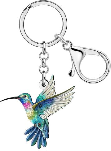 Weveni acrylic floral hummingbird keychain keychain charms Hommingbird Higds for Women Girls Pres Prose Prose Care Keys in Saudi Arabia