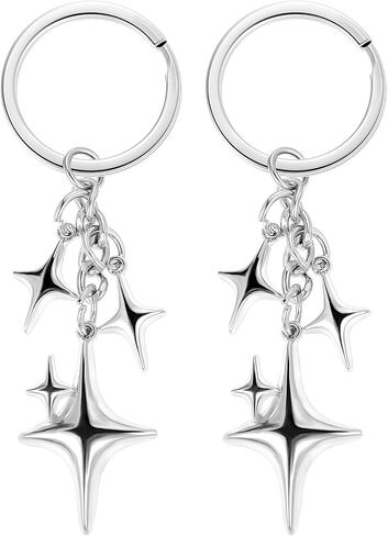 Yolev 2 PCS سحر Silver Star Star Moon Silver Keychain الفولاذ المقاوم للصدأ كيس سحر y2k مخي in Kuwait