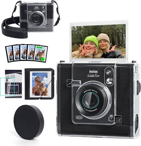 CAIYOULE Case for Fujiflim Instax Wide EVO Instant Camera PU Leather Bag and for Fuji Wide Film Photo Magnetic Picture Frame with Adjustable Straps Brown-（No Camera） in Kuwait
