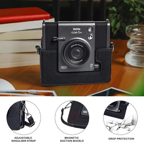 CAIYOULE Case for Fujiflim Instax Wide EVO Instant Camera PU Leather Bag and for Fuji Wide Film Photo Magnetic Picture Frame with Adjustable Straps Brown-（No Camera） in Kuwait