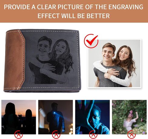 EasyCosy مخصصة محفظة صورة للرجال شخصية محفورة صورة وأسماء الهدايا للآباء أبي يوم الرجال الخطيبة هدايا عيد ميلاد عيد ميلاد in Saudi Arabia