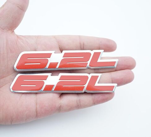2pcs 6.2l لتر في شحنة محرك شاحنة شاحنة شاحنة الألومنيوم شارة شارة الشارة اللوحة (Silver Black) in Kuwait