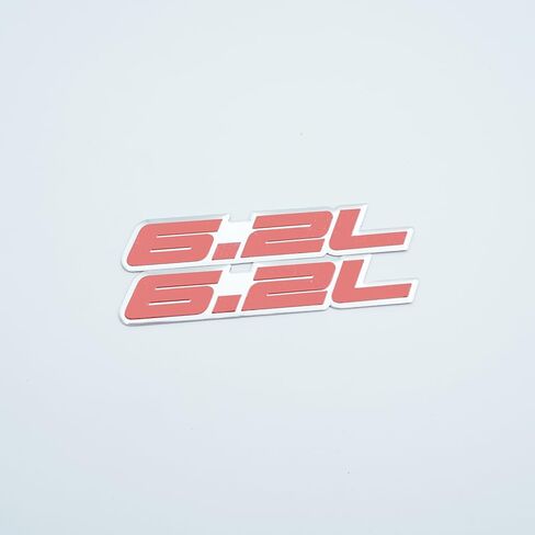 2pcs 6.2l لتر في شحنة محرك شاحنة شاحنة شاحنة الألومنيوم شارة شارة الشارة اللوحة (Silver Black) in Kuwait