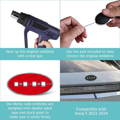 Pestevmod Morse Code Emblemer متوافق مع Hyundai Kona & Electric Kona EV 2024 2025 ABS شارات ABS الأمامية والخلفية من تصميم 2 جوفاء (الفضة) in Saudi Arabia