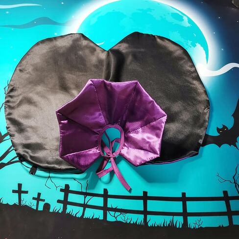 Qiansail Cat Cape Vampire Cloak Halloween Dog Costume Pet Cosplay Apparel Outfit Decor Accessories for Puppy Kitten, Black and Purple, Polyester, Adjustable 7-19 Inches in Saudi Arabia