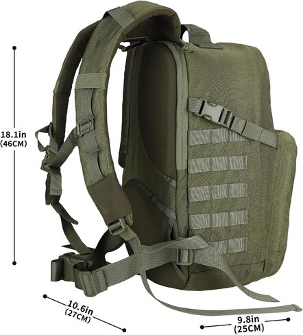MGFLASHFORCE Molle Military Tactical Backpack for Men, 30L Daypack Army Rucksack Pack, Bug Out Bag, 15.6" Laptop Compartment (Black) in Saudi Arabia