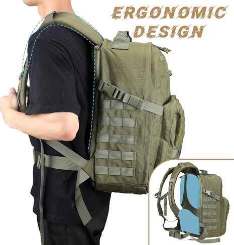 MGFLASHFORCE Molle Military Tactical Backpack for Men, 30L Daypack Army Rucksack Pack, Bug Out Bag, 15.6" Laptop Compartment (Black) in Saudi Arabia