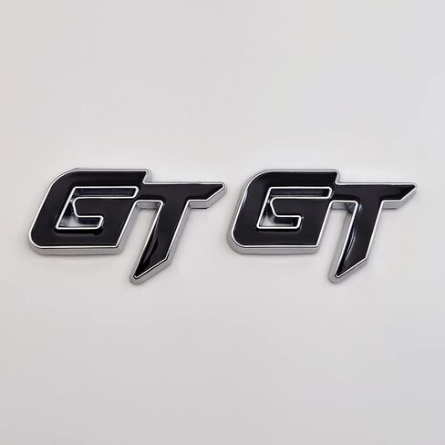 عام 2PCS GT شعار الشعار شارة ثلاثية المعادن ملصق المعادن الكبرى جذع السيارة جذع السيارة للسيارة العالمية (Chrome Blue) in Saudi Arabia