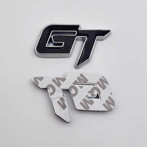 عام 2PCS GT شعار الشعار شارة ثلاثية المعادن ملصق المعادن الكبرى جذع السيارة جذع السيارة للسيارة العالمية (Chrome Blue) in Saudi Arabia