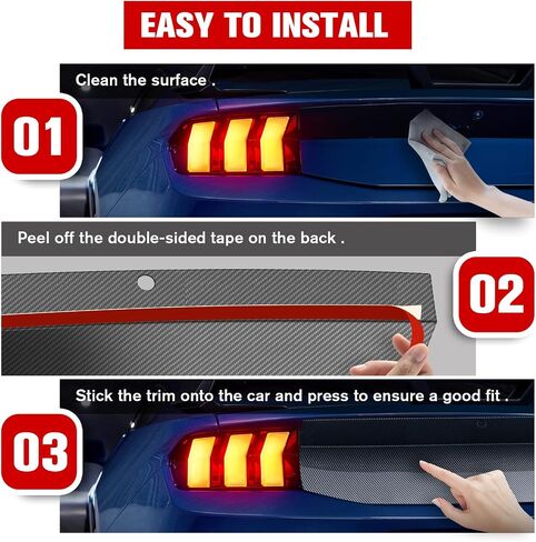 Rear Decklid Trim Panel Compatible with 2024 2025 Mustang GT EcoBoost Dark Horse, Mustang External Accessories Trunk Center Boot Cover Panel Trim for Mustang 2024+, Carbon Fiber Texture in Saudi Arabia