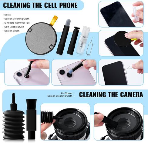 20-in-1 Keyboard Phone Screen Cleaner Kit-Multifunctional Cleaner Kit for Electronic Devices-Headphones Earbuds, Camera, Cellphones Computer Screen Brush Cleaning Spray Set-White (White) in Saudi Arabia