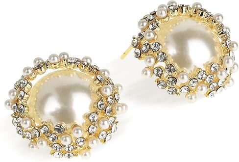 Sonateomber Pearl Cz Snowflake Knot Stud أقراط للنساء ، بيان Rhinestone Zirconia Zirconia Pearls Sunshine Hypoallergenic Prom Prom Holday Holday Mift in Saudi Arabia