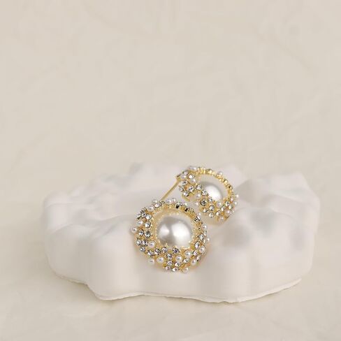 Sonateomber Pearl Cz Snowflake Knot Stud أقراط للنساء ، بيان Rhinestone Zirconia Zirconia Pearls Sunshine Hypoallergenic Prom Prom Holday Holday Mift in Saudi Arabia