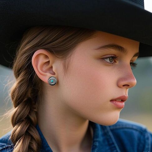 Western Earrings for Women Cowgirl Cowboy Earrings Country Turquoise Studs Earrings West Cowgirl Outfits Handmade Accessories in Kuwait