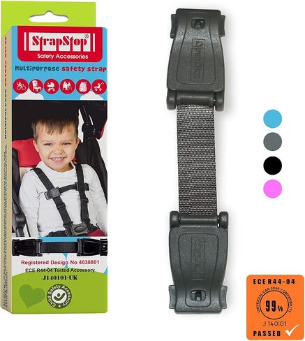 Strap Stop Anti Escape Car Seat Strap — UK Made, Crash Tested, ECE R44-04 & R129 Passed Buckle up Houdini Straps for Car Seat — Multi-use & Impossible to Unlock (1 x Car Seat Safety Clip) - 4 Colors in Saudi Arabia