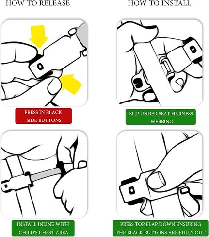 Strap Stop Anti Escape Car Seat Strap — UK Made, Crash Tested, ECE R44-04 & R129 Passed Buckle up Houdini Straps for Car Seat — Multi-use & Impossible to Unlock (1 x Car Seat Safety Clip) - 4 Colors in Saudi Arabia