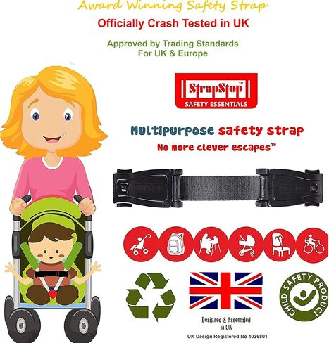 Strap Stop Anti Escape Car Seat Strap — UK Made, Crash Tested, ECE R44-04 & R129 Passed Buckle up Houdini Straps for Car Seat — Multi-use & Impossible to Unlock (1 x Car Seat Safety Clip) - 4 Colors in Saudi Arabia
