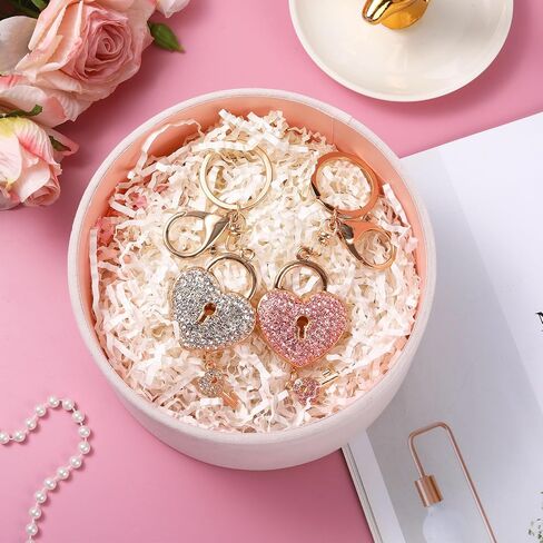 2 PCS Rhinestone Heart keychain Glitter Crystal Heart Lock Key Ring Bling Love Love Presant Charm for Women Girls in Saudi Arabia
