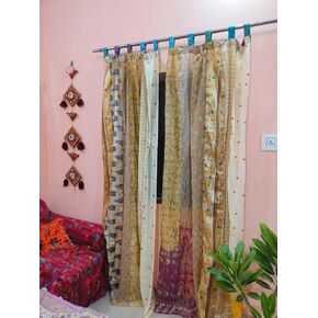 ZENAURA Hippie Colorful Curtains Light-Filtering – Boho Curtains, Bed Canopy Panel, Tapestry or Window Treatment Patchwork Beige Color (84 X 43 Inches) (Orange), 210 X 105 cms in Saudi Arabia
