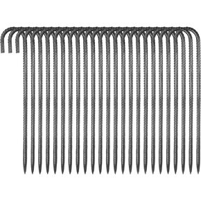 VEVOR Rebar Stakes, 12-Inch, Heavy-Duty 0.4 in Diameter J Hook, Galvanized Steel Ground Anchors with Chisel Point End & Rust-Resistant Coating, for Gardening Support, Fence, Camping Tents (16-Pack) in Kuwait