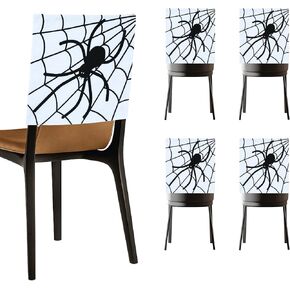 Halloween Chair Covers, Skeleton and Spider Design Chair Back Decor for Party, Halloween Home Decorations, Set of 4 in Saudi Arabia