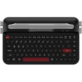Ajazz AF84 لوحة مفاتيح آلة كاتبة اللاسلكية ، اتصال بلوتوث/2.4 جرام ، تصميم جمالي رجعية لطيف مع موقف متكامل للقرص والهاتف والكمبيوتر و WIN/MAC/Android Black in Kuwait