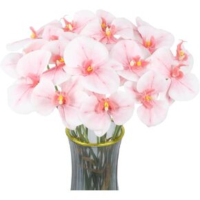 White Orchids Artificial Flowers 6 Bouquets 18 Heads Real Touch Faux Orchid Fake Flowers Bouquet for Vase Table Centerpiece Home Wedding Party Garden Decoration(White) in Kuwait