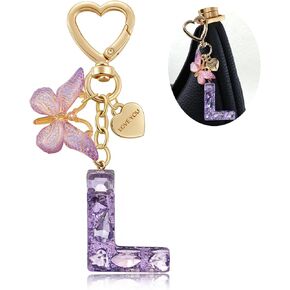 Keychain for Women Initial Letter Key Chains Pink Purple Bag Purse Charms in Saudi Arabia
