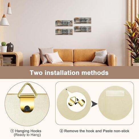 Lnond Wall Art لغرفة المعيشة ، أصفر ورمادي 4 قطع هذا هو ديكور جدار العائلة الأمريكي لغرفة المعيشة غرفة النوم ، ديكور منزل ريفي ريفي ، 12 × 4 بوصة in Kuwait