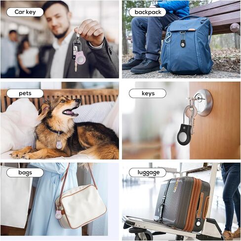 حامل Airtag ، (4 عبوات) سلسلة مفاتيح علامة الهواء مع قفل آمن ، حافظة Airtags مع كابل الأسلاك لركوب Apple Airtag ، حالة وقائية مضادة لضخ in Kuwait