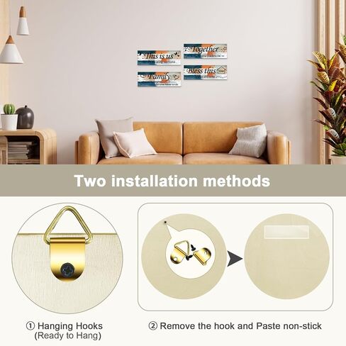 Lnond Wall Art لغرفة المعيشة ، أصفر ورمادي 4 قطع هذا هو ديكور جدار العائلة الأمريكي لغرفة المعيشة غرفة النوم ، ديكور منزل ريفي ريفي ، 12 × 4 بوصة in Kuwait