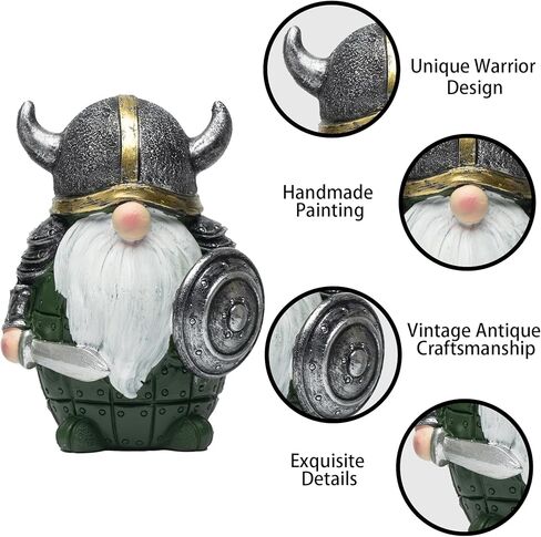 3pcs Viking Warrior Gnome التماثيل مجموعة ديكور ديكور الزخرفة الزخرفة المصغرة للطاولة ، الرفوف ، مجلس الوزراء (أخضر) in Kuwait