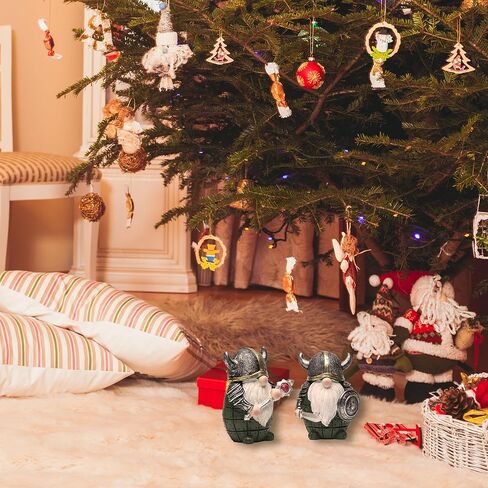 3pcs Viking Warrior Gnome التماثيل مجموعة ديكور ديكور الزخرفة الزخرفة المصغرة للطاولة ، الرفوف ، مجلس الوزراء (أخضر) in Kuwait