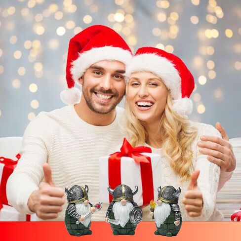 3pcs Viking Warrior Gnome التماثيل مجموعة ديكور ديكور الزخرفة الزخرفة المصغرة للطاولة ، الرفوف ، مجلس الوزراء (أخضر) in Kuwait