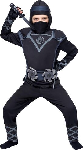 Spooktacular Creations Kids Ninja Costume, Child Boy Black Ninja Costume for Kids Toddler Halloween Dress up Party in Saudi Arabia