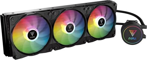 GAMDIAS AURA GLV2 360mm AIO CPU Liquid Coooler, Hidden Cable Design, Fully Rotatable Pump, High Performance PWM Fan, ARGB MB Sync & 30 Built-in Light Effects, Intel LGA 1700/1200, AMD AM5/AM4, Black in Saudi Arabia