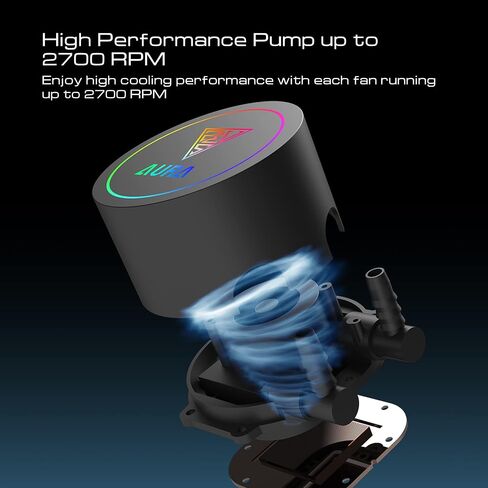 GAMDIAS AURA GLV2 360mm AIO CPU Liquid Coooler, Hidden Cable Design, Fully Rotatable Pump, High Performance PWM Fan, ARGB MB Sync & 30 Built-in Light Effects, Intel LGA 1700/1200, AMD AM5/AM4, Black in Saudi Arabia
