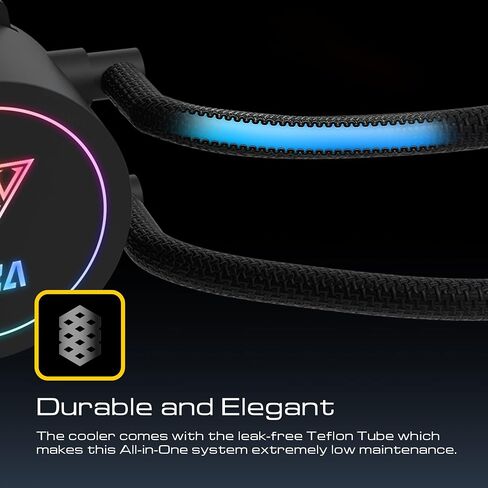 GAMDIAS AURA GLV2 360mm AIO CPU Liquid Coooler, Hidden Cable Design, Fully Rotatable Pump, High Performance PWM Fan, ARGB MB Sync & 30 Built-in Light Effects, Intel LGA 1700/1200, AMD AM5/AM4, Black in Saudi Arabia