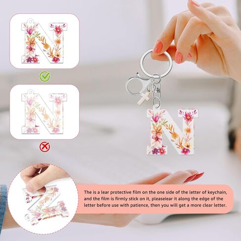 Initial Letter Keychain with Cross Pendant, A-Z Alphabet Car Key Chains, Monogram Keyring for Purse Bag Charm in Saudi Arabia