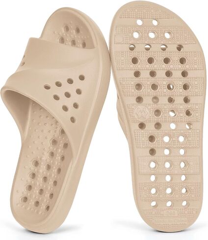 Shower Shoes for Women Men Pool Slides with Arch Support Quick Dry Spa Bath Sandals Comfortable Summer Open Toe Bathroom Slippers with Drainage Holes Indoor Outdoor,Black,260 US 8.5-9.5 Women/7-8 Men in Saudi Arabia