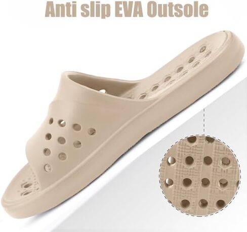 Shower Shoes for Women Men Pool Slides with Arch Support Quick Dry Spa Bath Sandals Comfortable Summer Open Toe Bathroom Slippers with Drainage Holes Indoor Outdoor,Black,260 US 8.5-9.5 Women/7-8 Men in Saudi Arabia